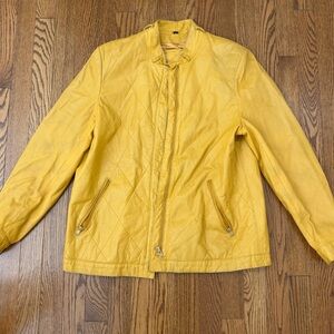 ECHT LEDER Vintage Yellow Leather Jacket – Men’s Size 40 – Quilted Moto Style